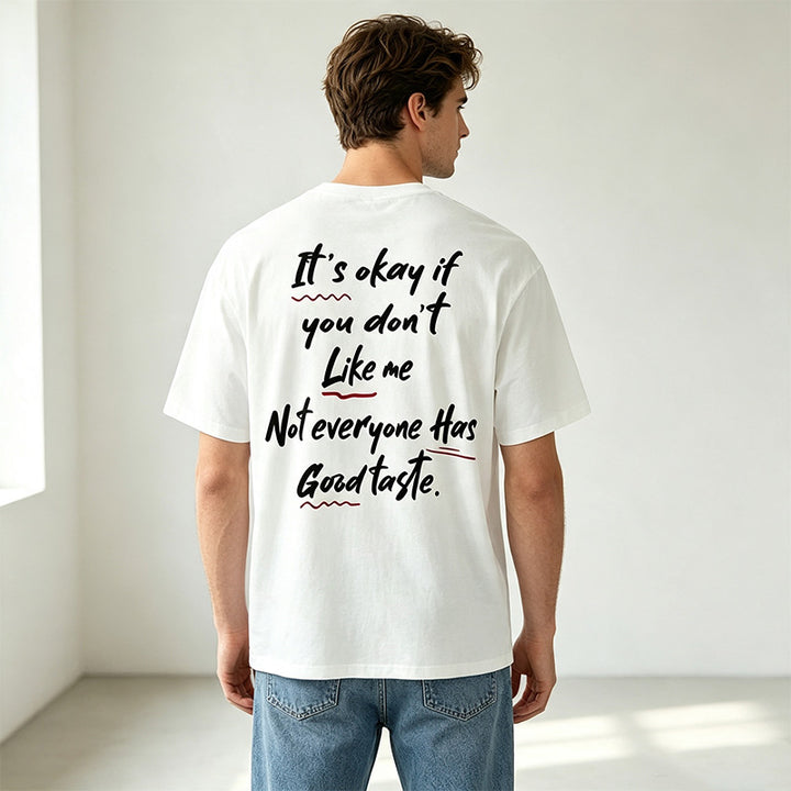 Fun retro satirical quote print casual crew neck short-sleeved T-shirt