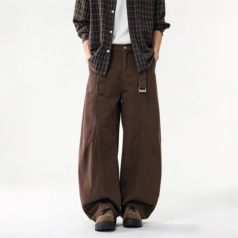 American retro loose-fitting curved trousers