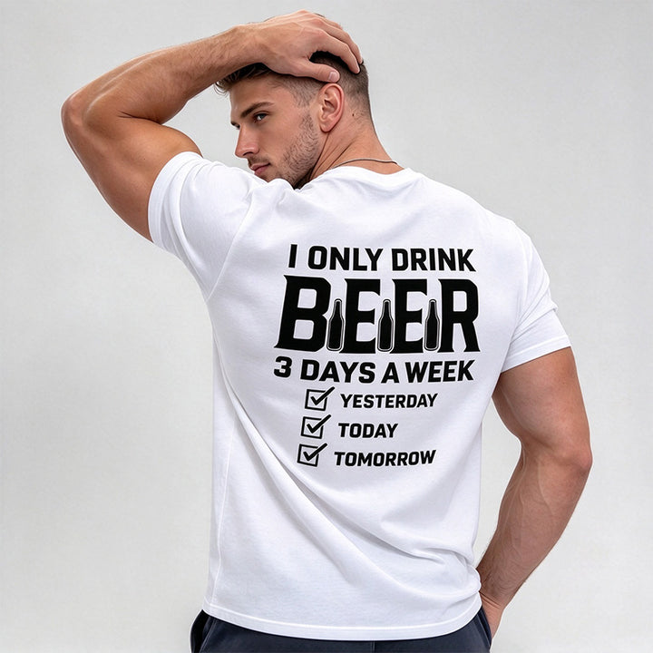 Beer Fun List Back Print Short-Sleeve T-Shirt