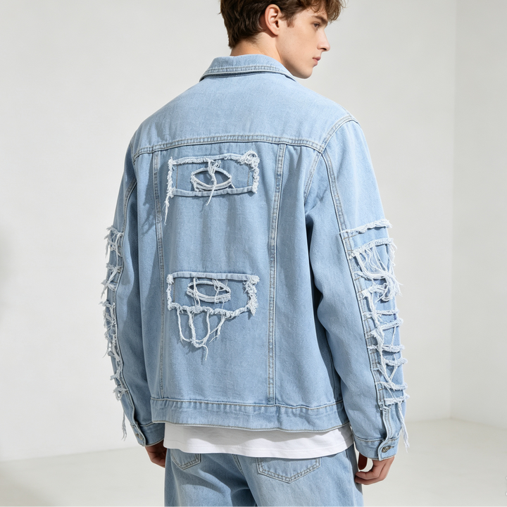 Casual Men Destroyed Denim Jacket
