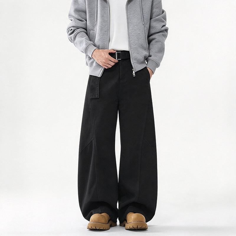 American retro loose-fitting curved trousers