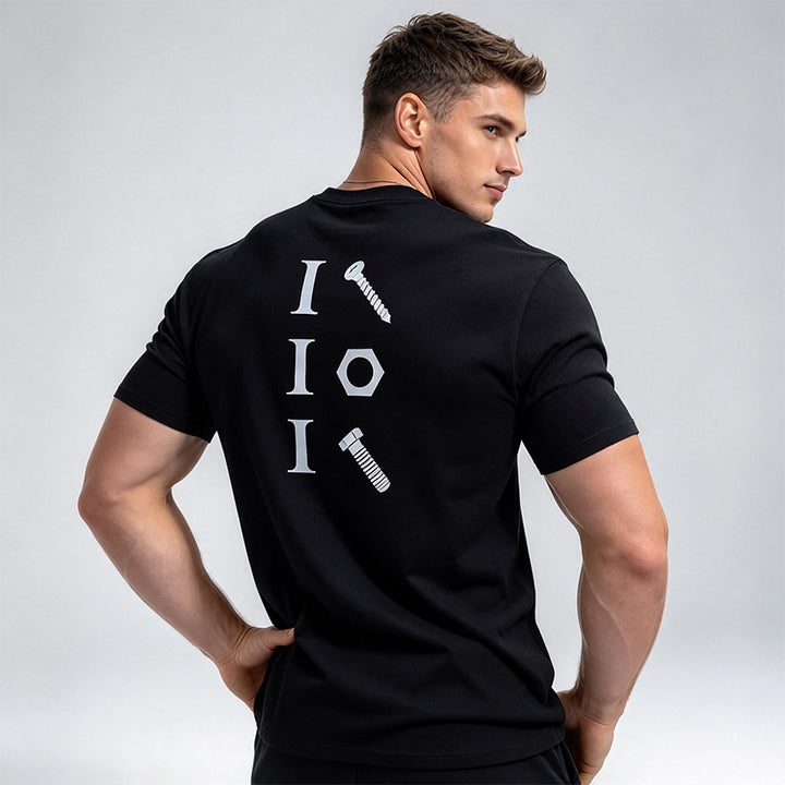 Men’s Short-Sleeve T-Shirt with Nut and Bolt Print