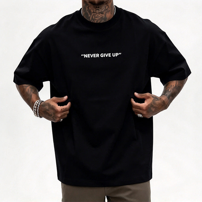 Men Motivational Slogan Short Sleeve Casual Tee