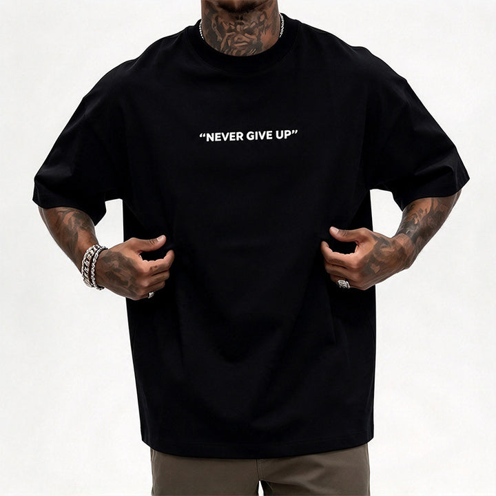 Men Motivational Slogan Short Sleeve Casual Tee