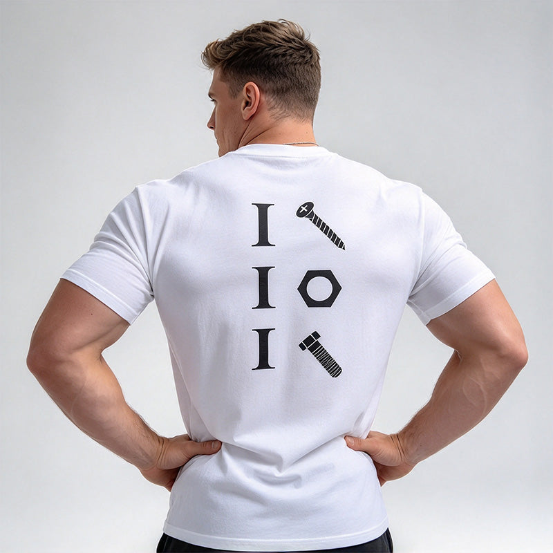 Men’s Short-Sleeve T-Shirt with Nut and Bolt Print
