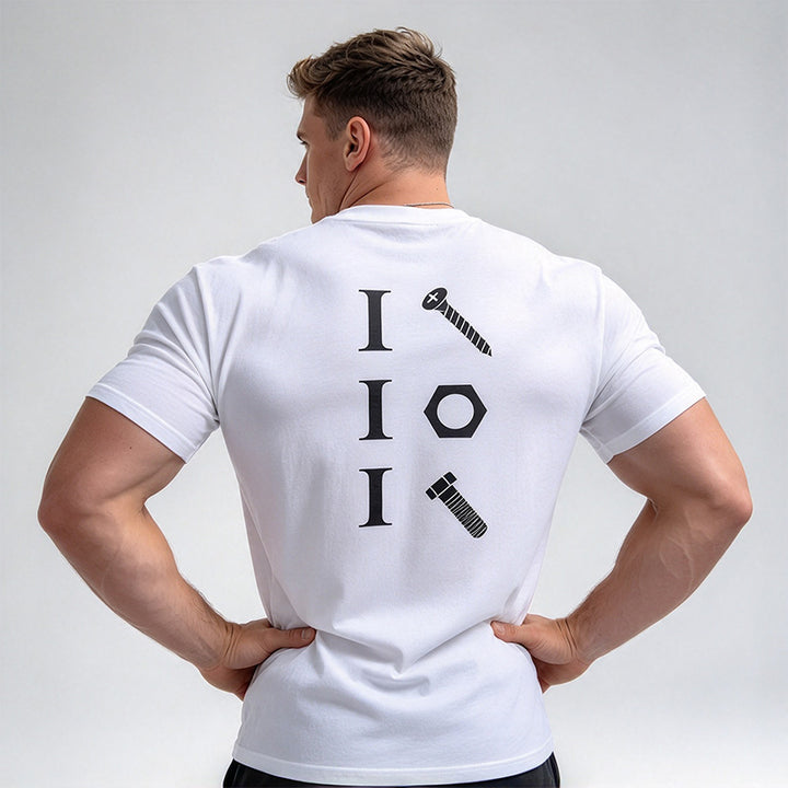 Men’s Short-Sleeve T-Shirt with Nut and Bolt Print