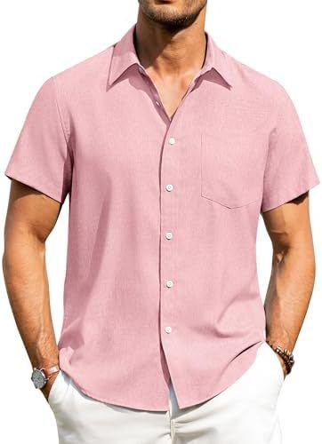Casual linen button-down wrinkle-free short-sleeved shirt