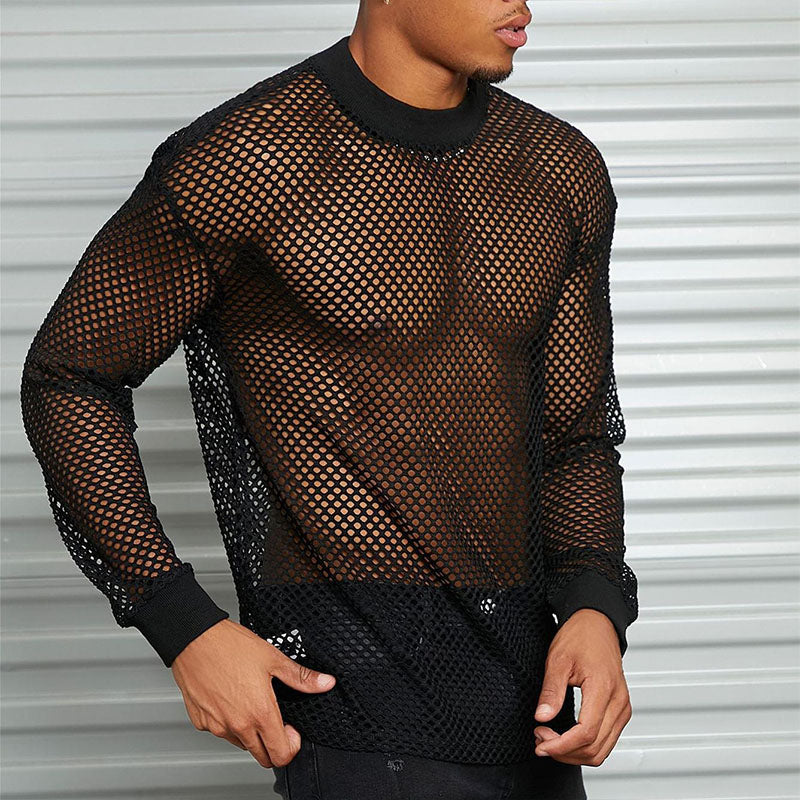 Long-sleeve mesh cutout base layer