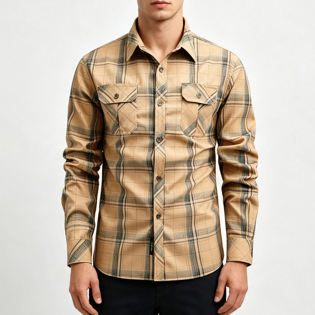 Men Plaid Long Sleeve Work Shirt