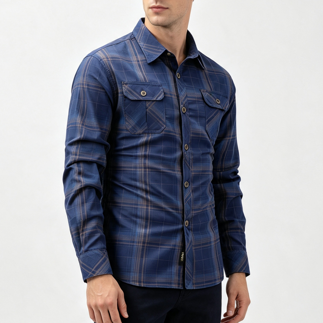 Men Plaid Long Sleeve Work Shirt