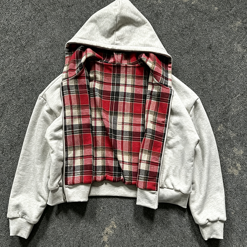 Reversible Plaid-Panel Hoodie