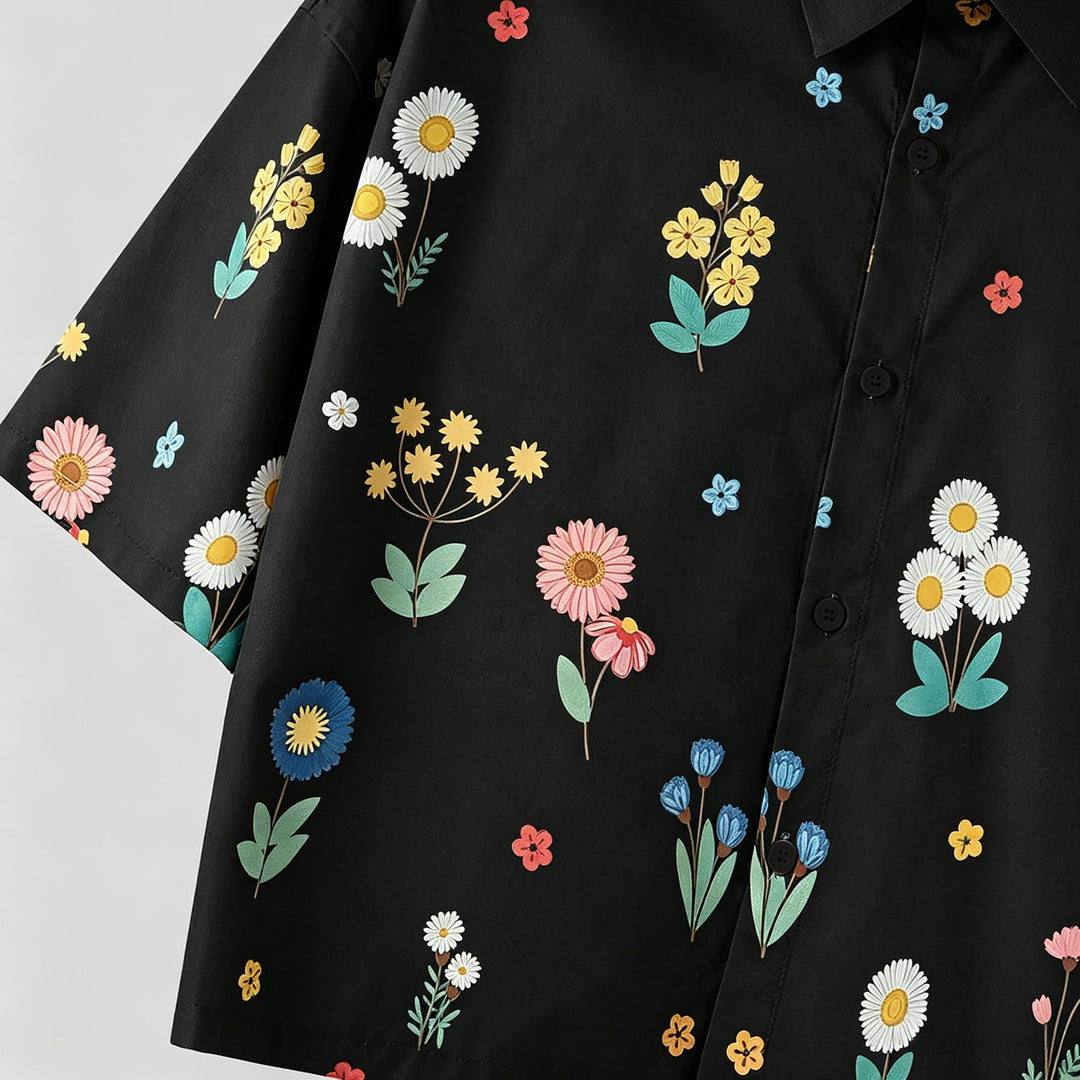Cropped printed short-sleeve shirt