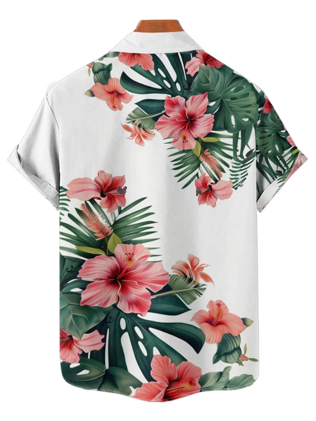 Couple Matching Tropical Hibiscus Print Vacation Outfit, Men 2Pcs Shirt &amp; Shorts Set + Women Spaghetti Strap Midi Dress