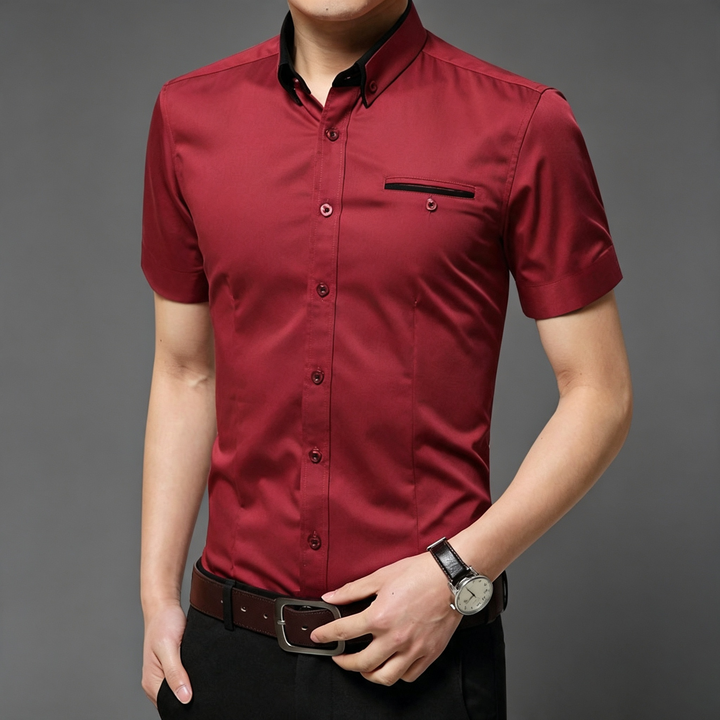 Slim-fit short-sleeved shirt