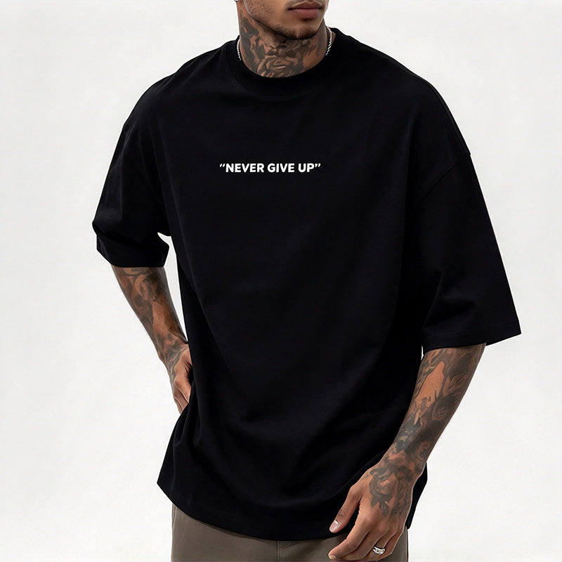 Men Motivational Slogan Short Sleeve Casual Tee