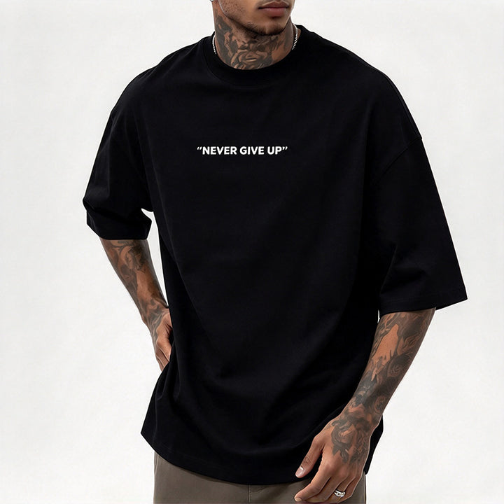 Men Motivational Slogan Short Sleeve Casual Tee