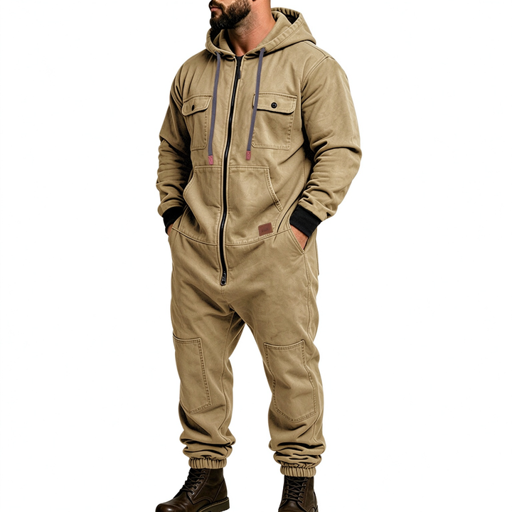 Fully zippered multi-pocket hip-hop jumpsuit