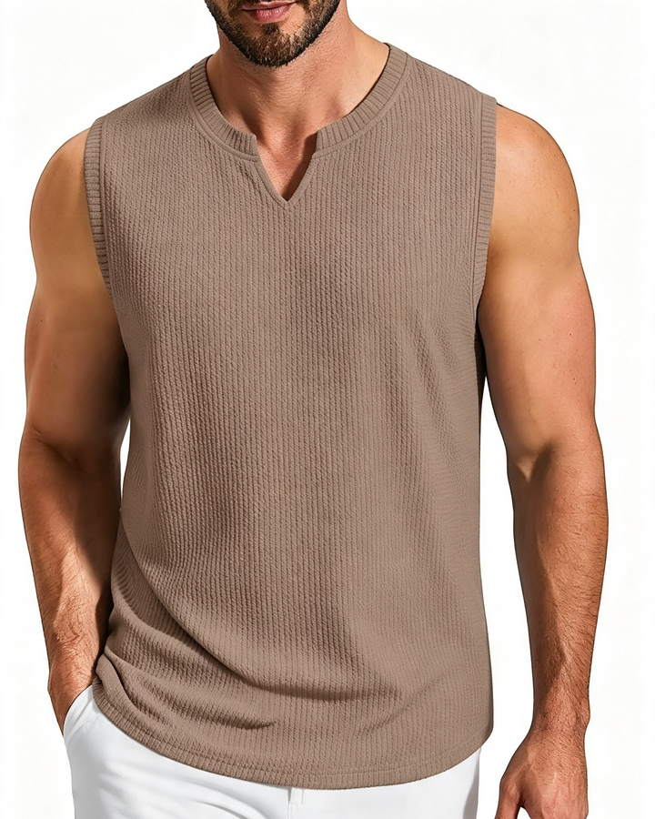 Mens Textured Sleeveless Casual Tank Shirt