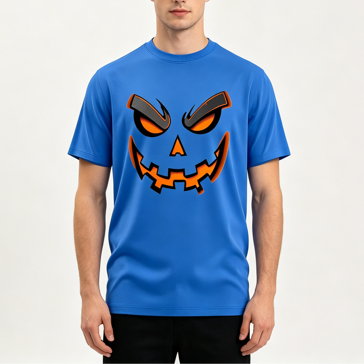 Halloween Pumpkin Face Print Short Sleeve Tee