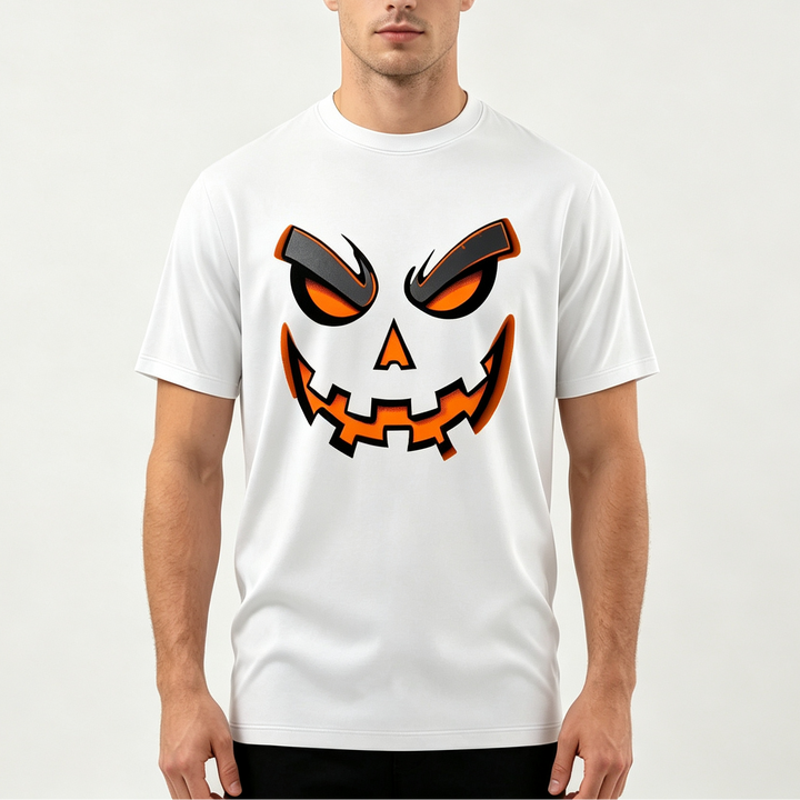 Halloween Pumpkin Face Print Short Sleeve Tee