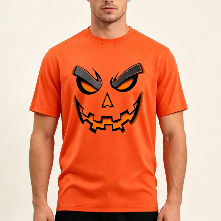 Halloween Pumpkin Face Print Short Sleeve Tee