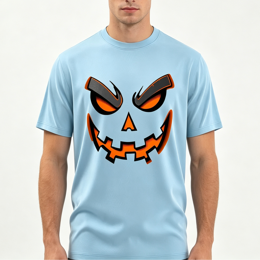 Halloween Pumpkin Face Print Short Sleeve Tee