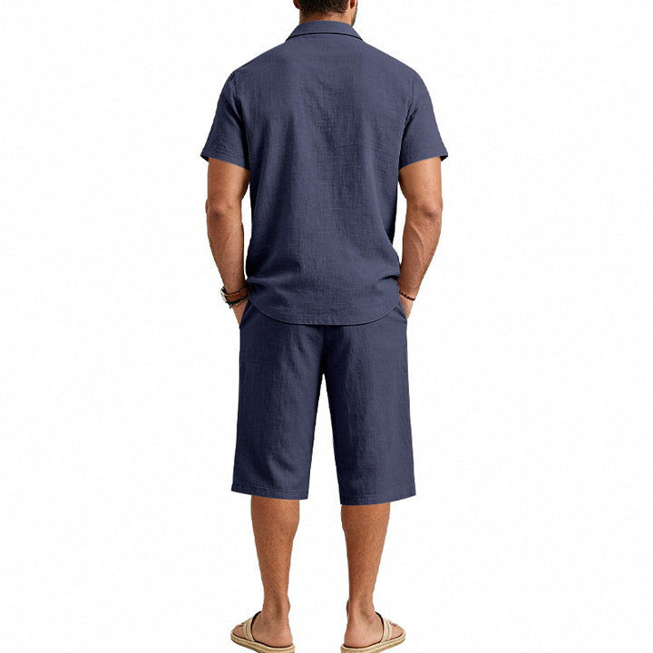 Collared Polo Shirt and Cropped Pants Set