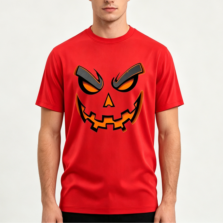 Halloween Pumpkin Face Print Short Sleeve Tee