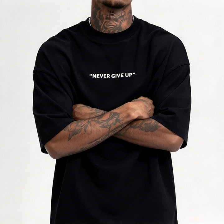Men Motivational Slogan Short Sleeve Casual Tee