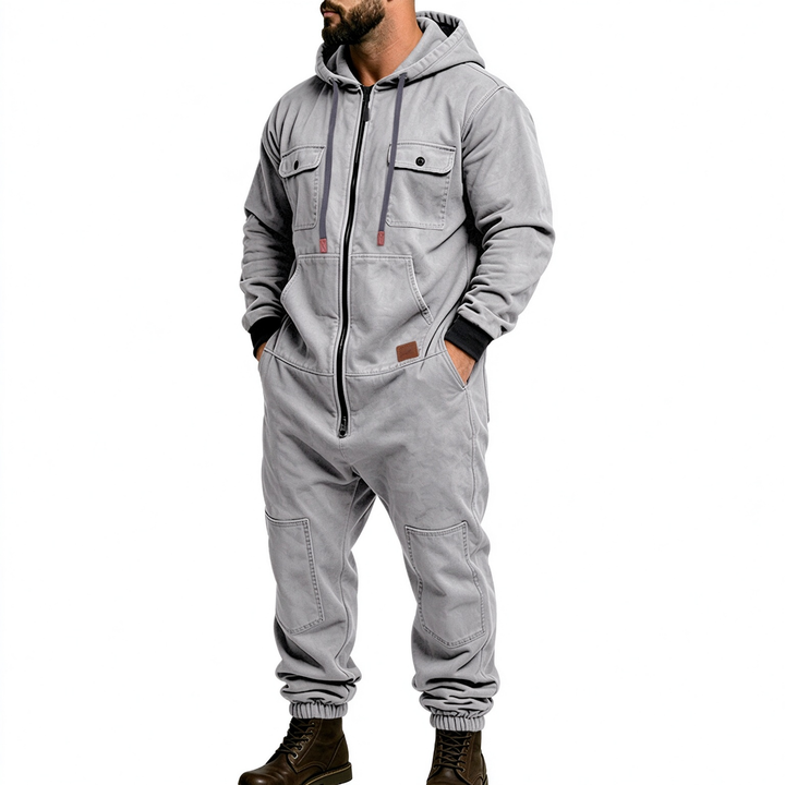 Fully zippered multi-pocket hip-hop jumpsuit