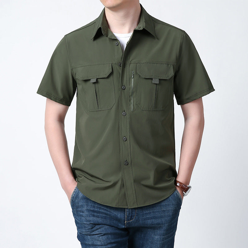 Quick-drying workwear casual short-sleeved shirt