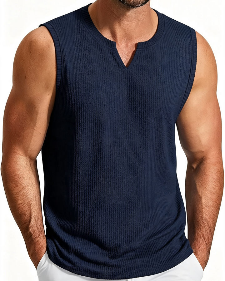 Mens Textured Sleeveless Casual Tank Shirt