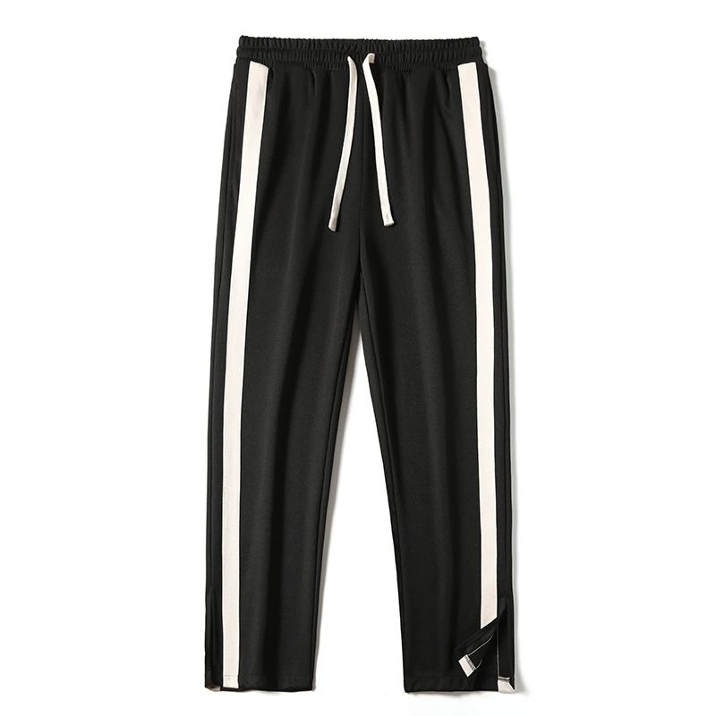 Men Side Stripe Split Hem Wide Leg Track Pants