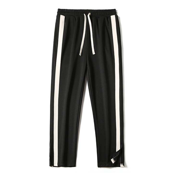 Men Side Stripe Split Hem Wide Leg Track Pants