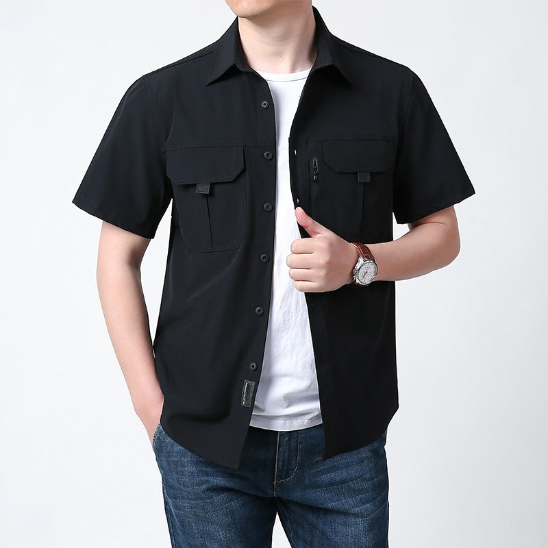 Quick-drying workwear casual short-sleeved shirt