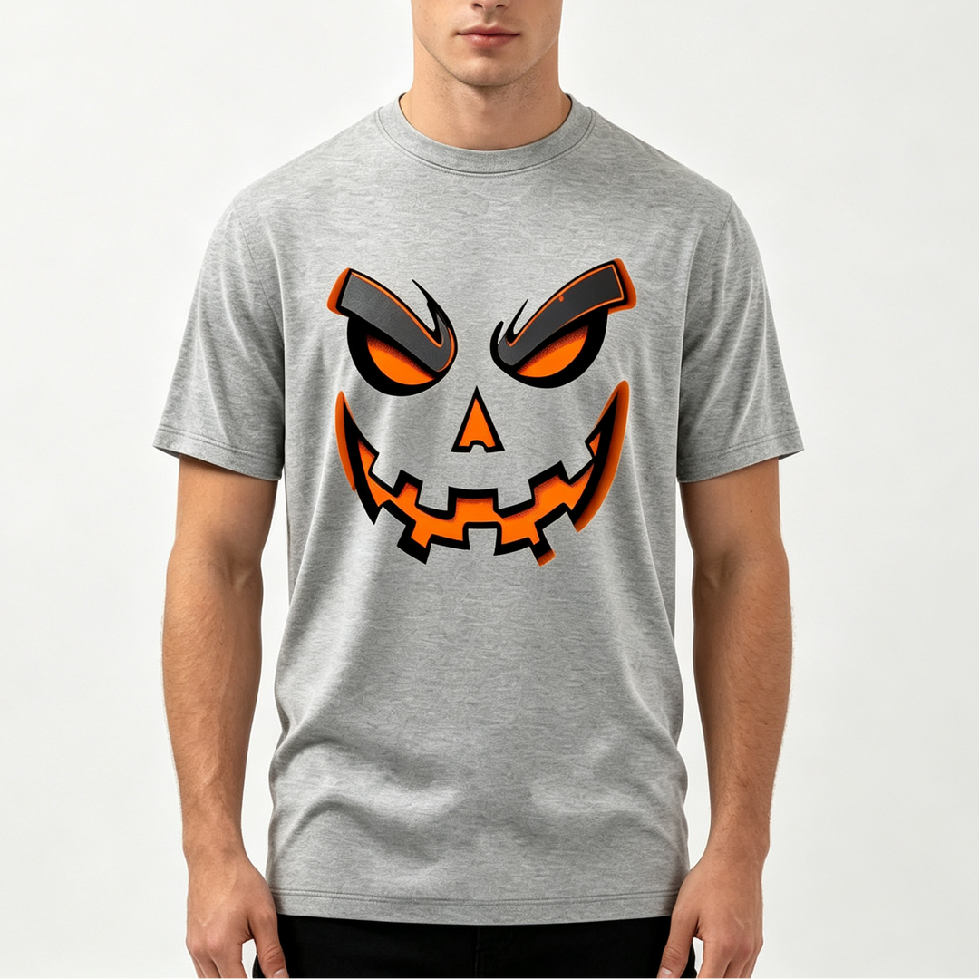Halloween Pumpkin Face Print Short Sleeve Tee