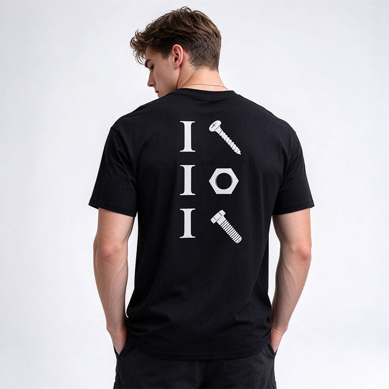 Men’s Short-Sleeve T-Shirt with Nut and Bolt Print