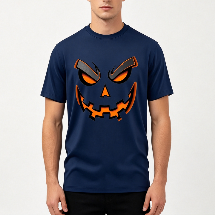 Halloween Pumpkin Face Print Short Sleeve Tee