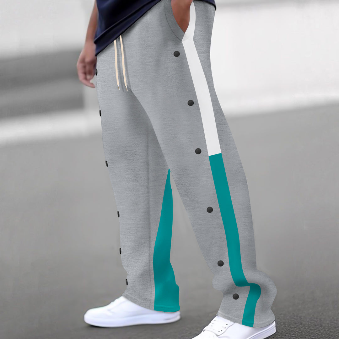 Men Spliced Straight Sweatpants