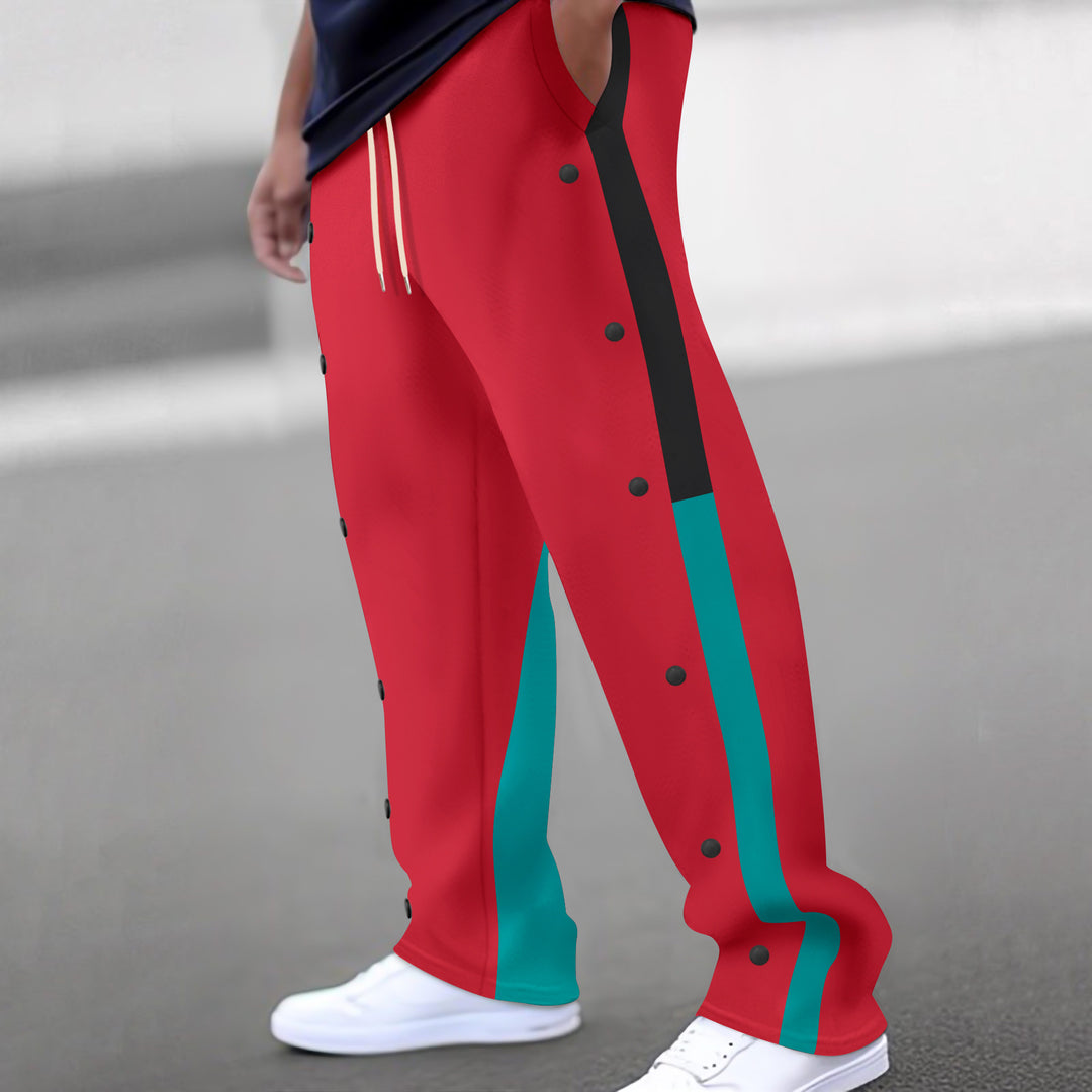 Men Spliced Straight Sweatpants