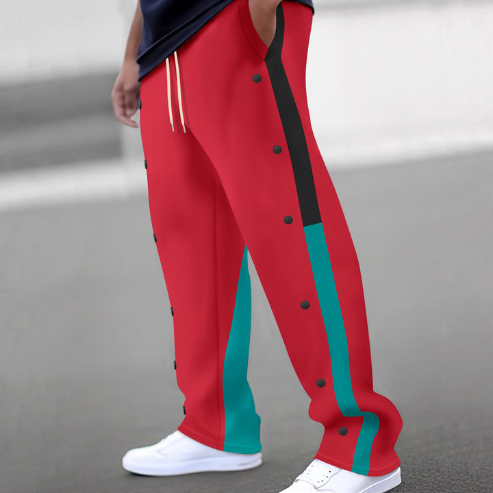 Men Spliced Straight Sweatpants