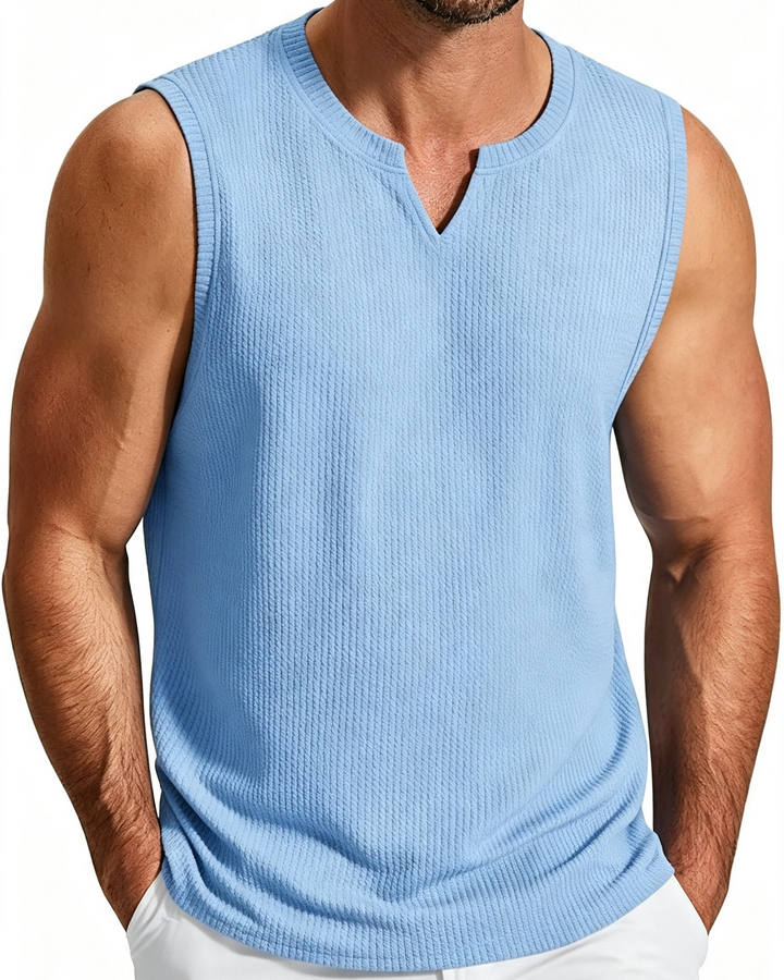 Mens Textured Sleeveless Casual Tank Shirt