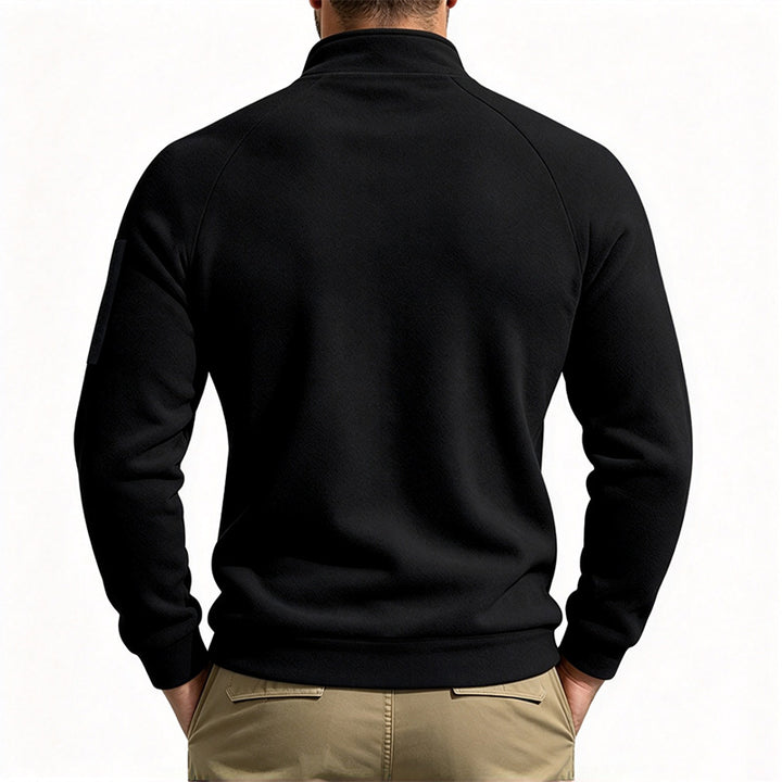 Double-zip fleece sweatshirt with a stand-up collar