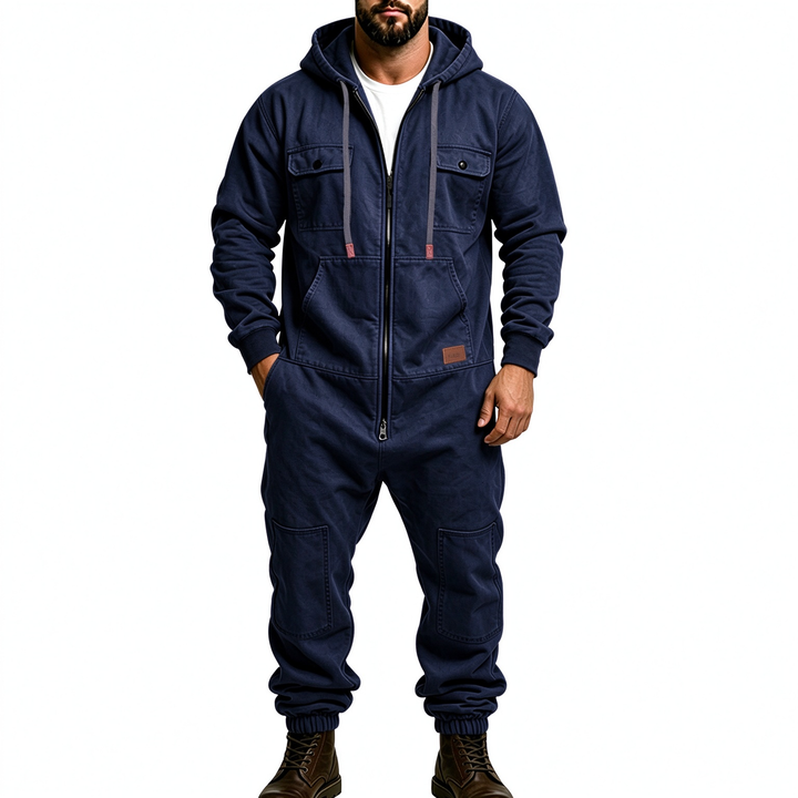 Fully zippered multi-pocket hip-hop jumpsuit
