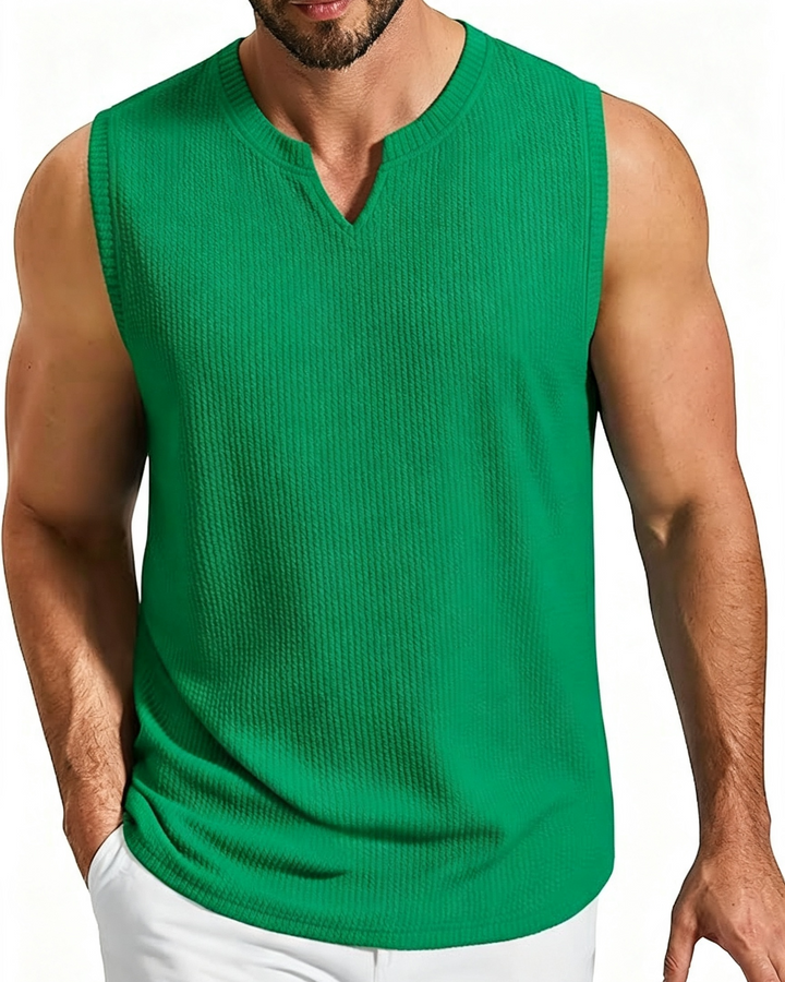Mens Textured Sleeveless Casual Tank Shirt