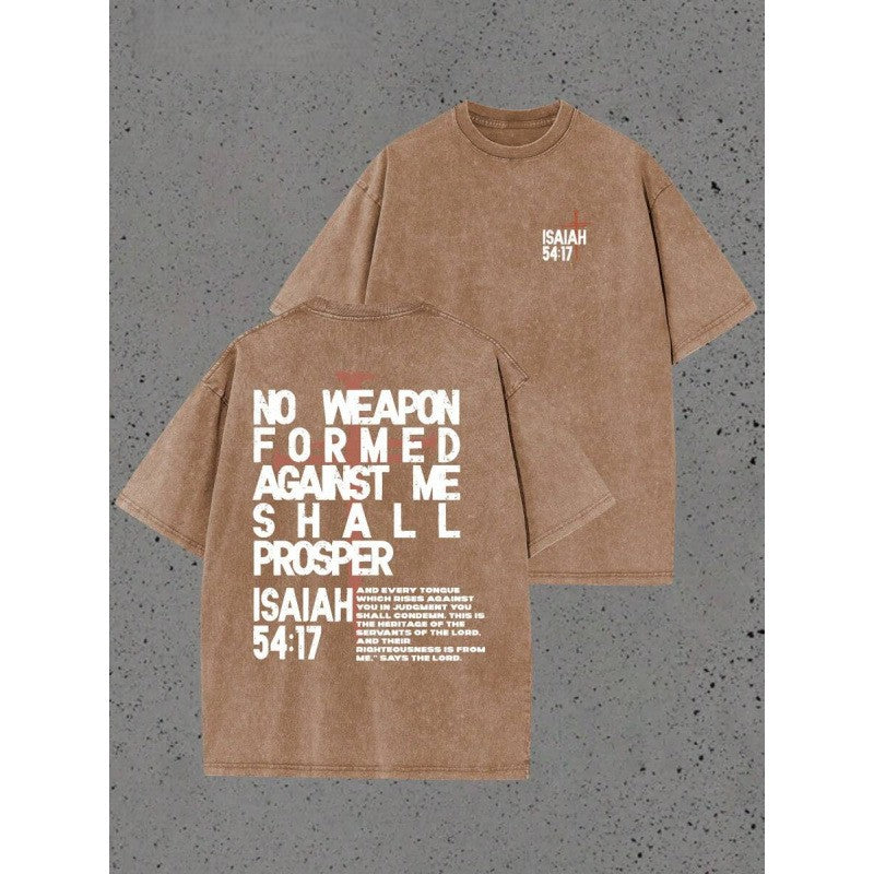 100% Cotton Retro Distressed High Street Printed Short-Sleeve T-Shirt