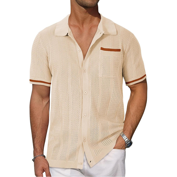 Casual openwork breathable suit collar cardigan short sleeve