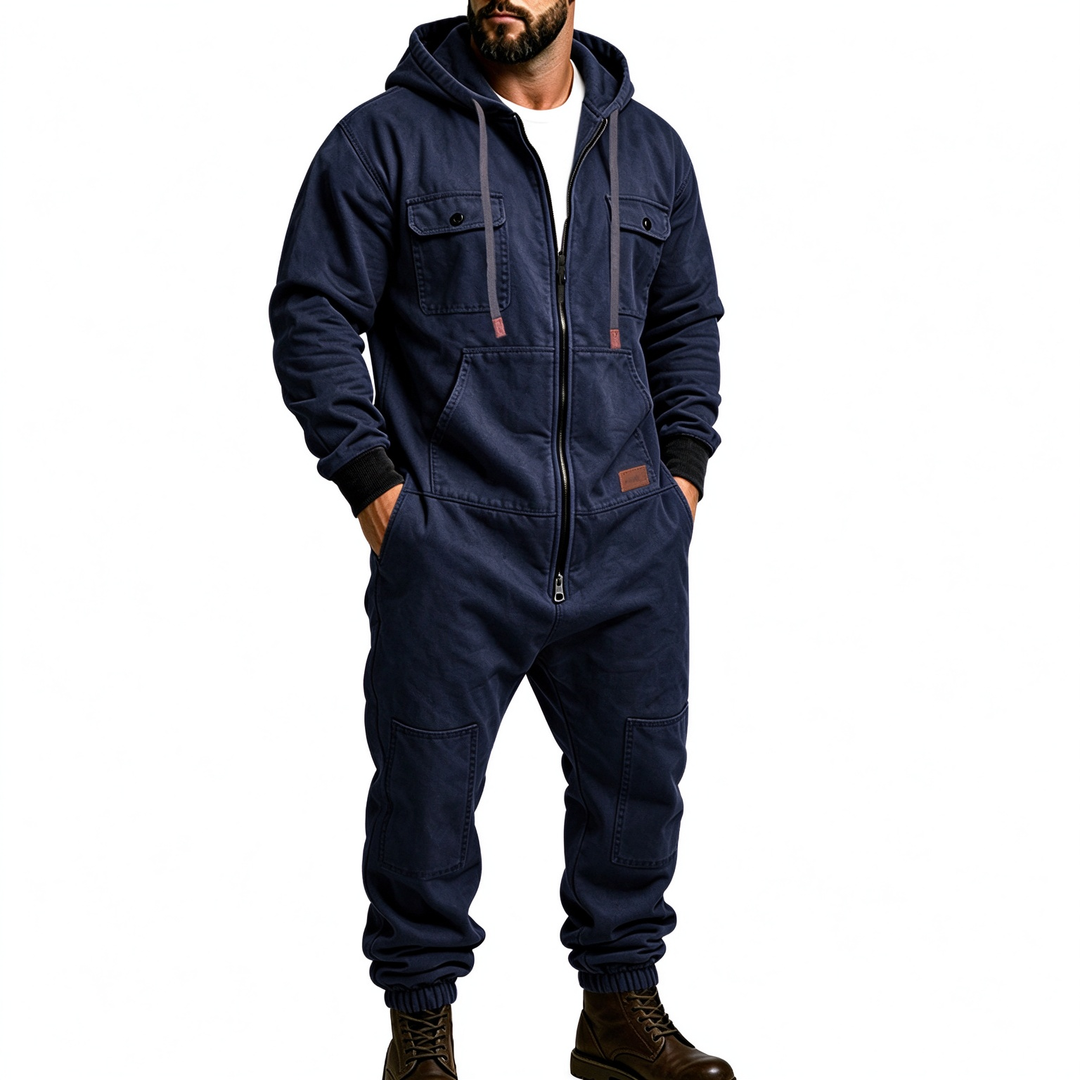 Fully zippered multi-pocket hip-hop jumpsuit