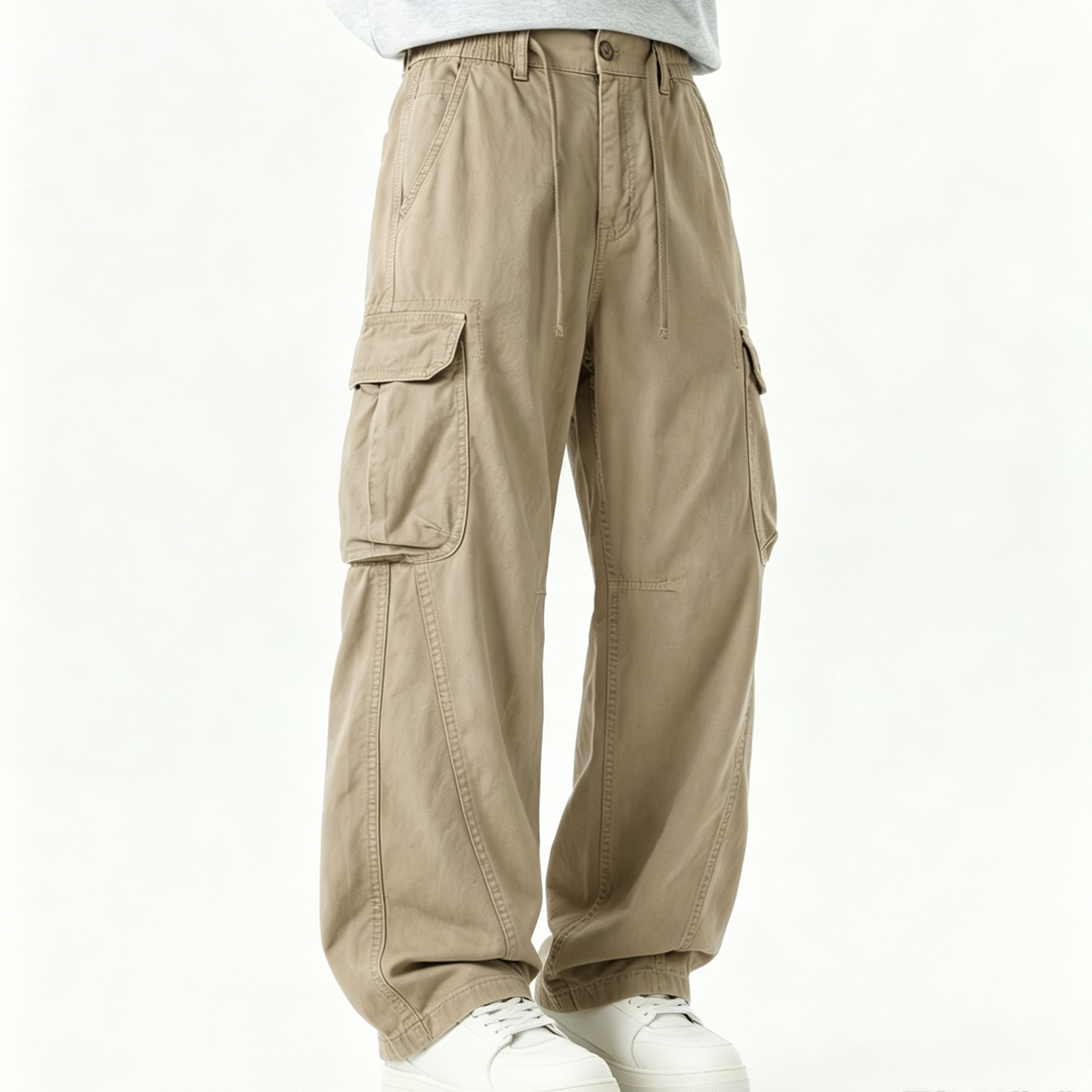 Loose Fit Multi‑Pocket Men Cargo Trousers