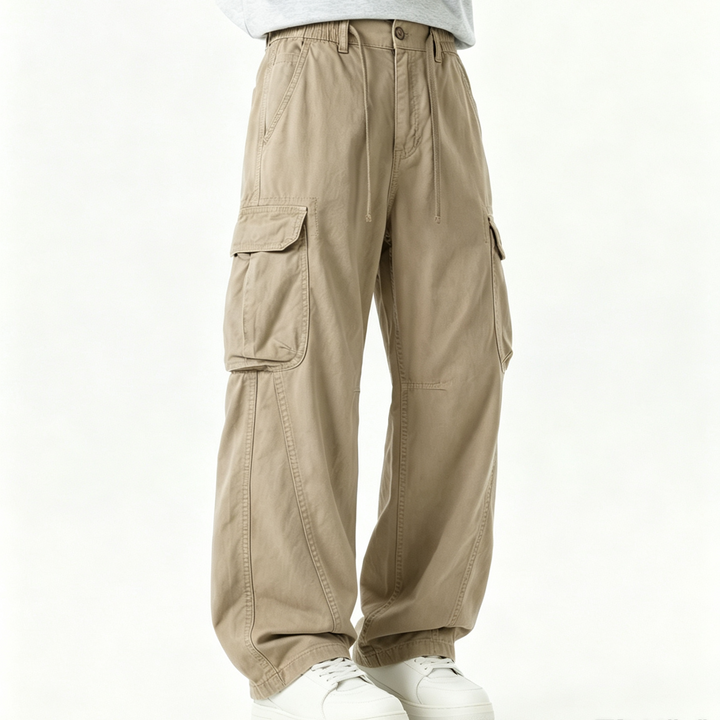 Loose Fit Multi‑Pocket Men Cargo Trousers